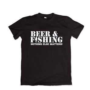 Beer and Fishing Tee Shirt - TOPS, TSS CUSTOM GRPHX, SNEAKER STUDIO, GOLDEN GILT, DESIGN BY TSS