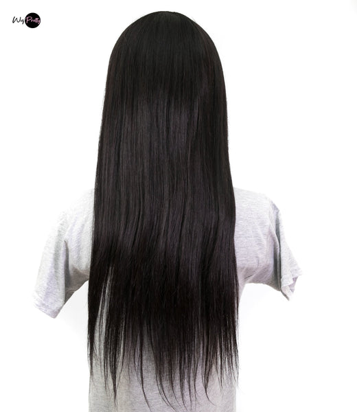 Onyx Wig- Throw and Go - Straight hair -  Beginner Friendly- No Glue No Lace- Natural Black - 180% Density - Bangs for easy install