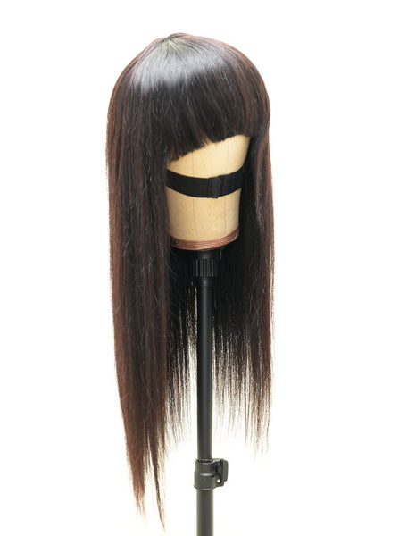 Onyx Wig- Throw and Go - Straight hair -  Beginner Friendly- No Glue No Lace- Natural Black - 180% Density - Bangs for easy install