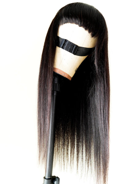 Onyx Wig- Throw and Go - Straight hair -  Beginner Friendly- No Glue No Lace- Natural Black - 180% Density - Bangs for easy install