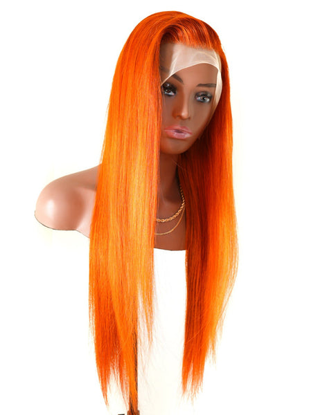 Fierce Sunset Wig- 13x4 Lace Frontal -Silky Straight - High Quality Transparent Lace - Lightly Pre-plucked- 180% Density - 100% Human Hair - Undetectable Lace