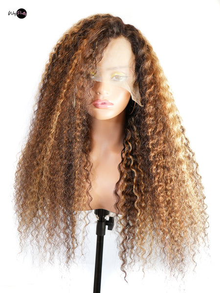 Water Wave Honey Wig - 13x4 Lace Frontal - Water Wave - High Quality Transparent Lace - Lightly Pre-plucked- 180% Density - 100% Human Hair- Undetectable Lace