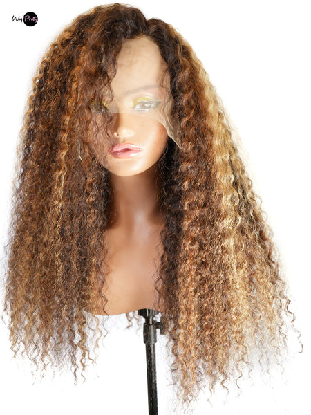 Water Wave Honey Wig - 13x4 Lace Frontal - Water Wave - High Quality Transparent Lace - Lightly Pre-plucked- 180% Density - 100% Human Hair- Undetectable Lace