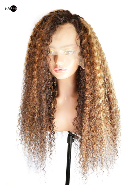 Water Wave Honey Wig - 13x4 Lace Frontal - Water Wave - High Quality Transparent Lace - Lightly Pre-plucked- 180% Density - 100% Human Hair- Undetectable Lace