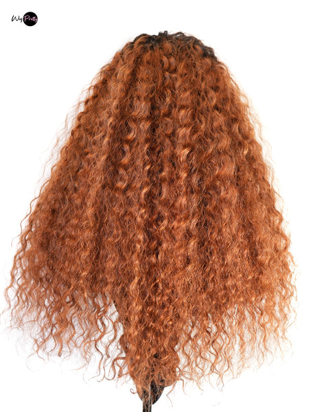 Carmen- 13x4 Lace Frontal - Ombré Auburn Red Water Wave - High Quality Transparent Lace - Lightly Pre-plucked- 180% Density - 100% Human Hair