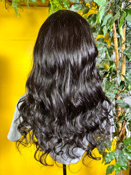 Onyx Wig- Throw and Go - Straight hair -  Beginner Friendly- No Glue No Lace- Natural Black - 180% Density - Bangs for easy install